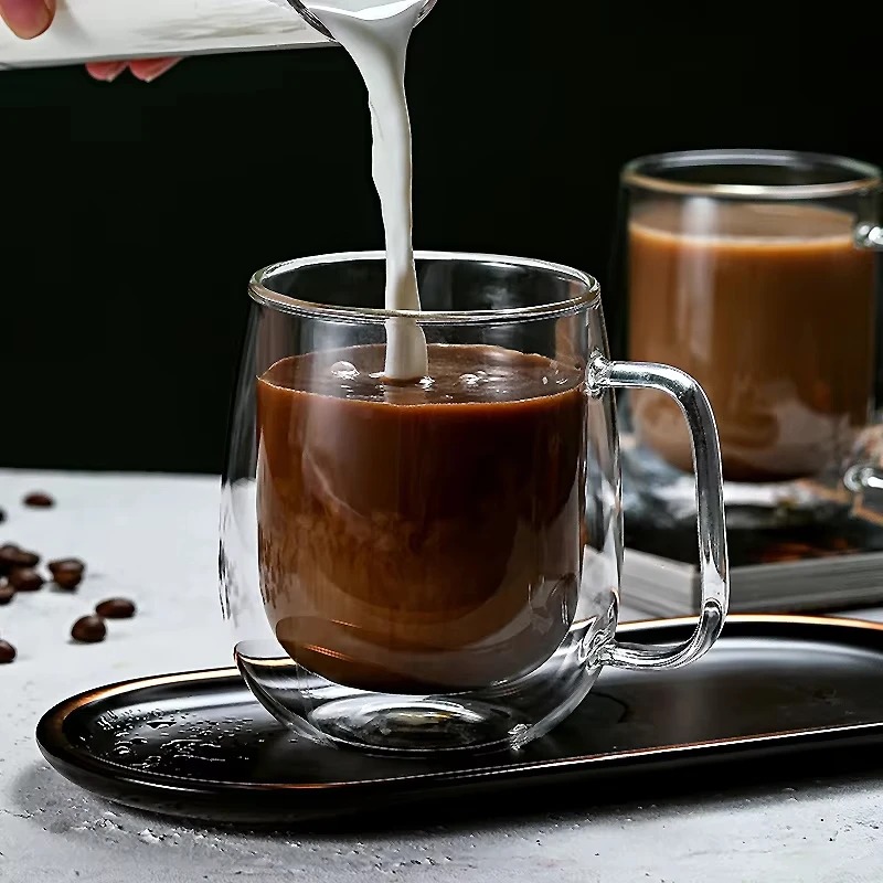 Double Wall Mug - Double Wall Glass Handled Mug Heat