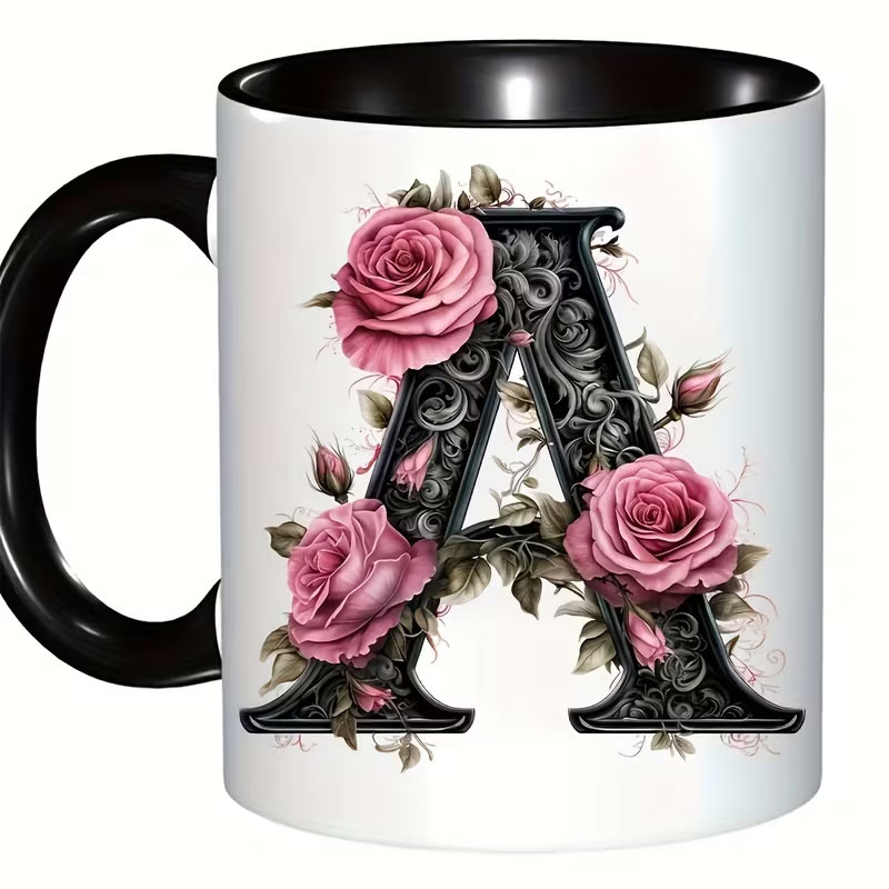 Best Tea Coffee - 1 Black Letter Flower A-F Printed