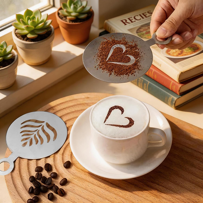 Coffee Stencil Art - 4 Pcs Stainless Steel Coffee Stencils