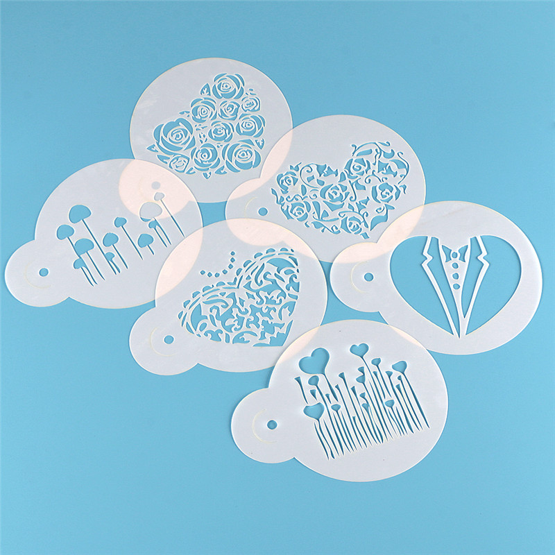 Coffee Stencil Art - Aomily 6pcs/Set Valentine's Day DIY Cake