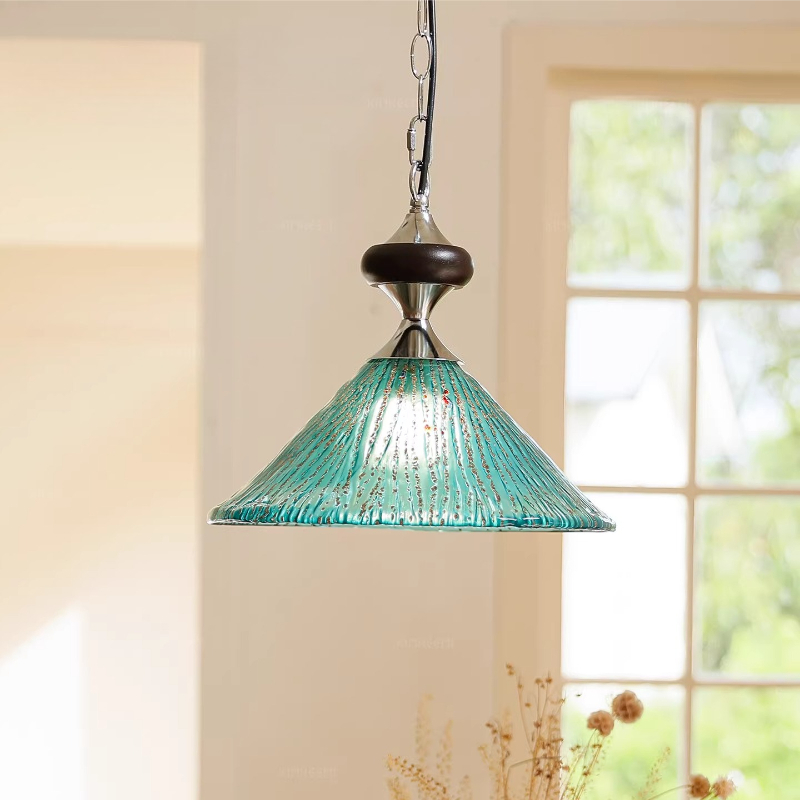 Switching Coffee To Tea - American Style Handmade Bule Glass Pendant