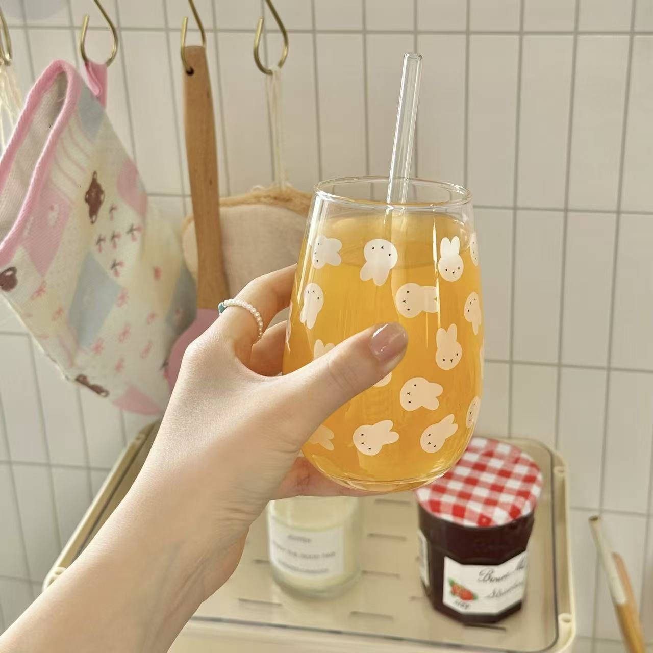 Cute Miffy Rabbit Printed Glas - Coffee Tea & Espresso Appliances ulasan dan harga