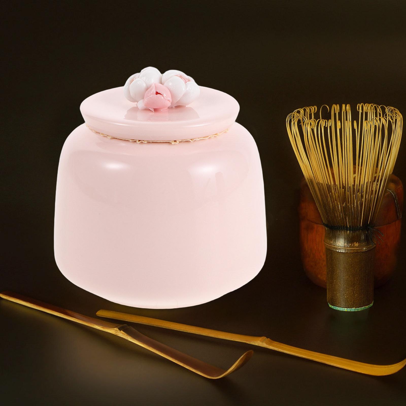 Ceramic Tea Jar Pink Porcelain - Coffee Tea Leaf And Bean ulasan dan harga