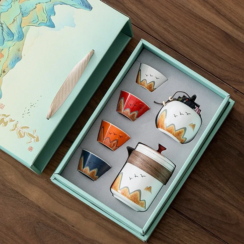 Gift Box,Chinese Style Ceramic - Tea Coffee Pot Set ulasan dan harga