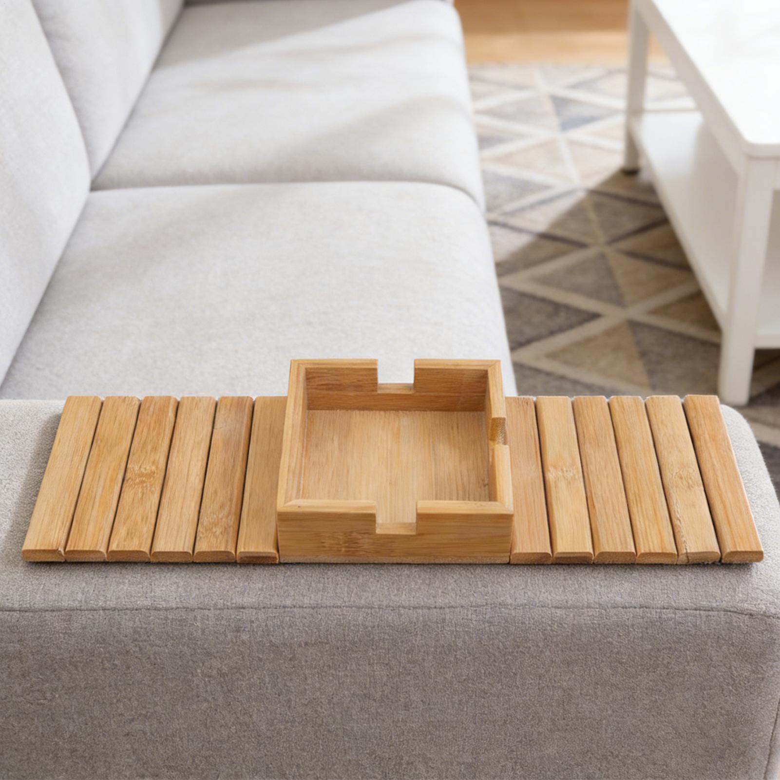 Couch Cup Holder Wood Sofa Arm - Bamboo Tea Tray ulasan dan harga