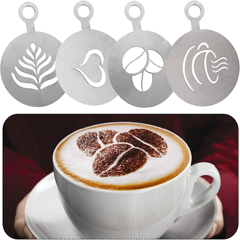 4 Pcs Stainless Steel Coffee S - Coffee Stencil Art ulasan dan harga