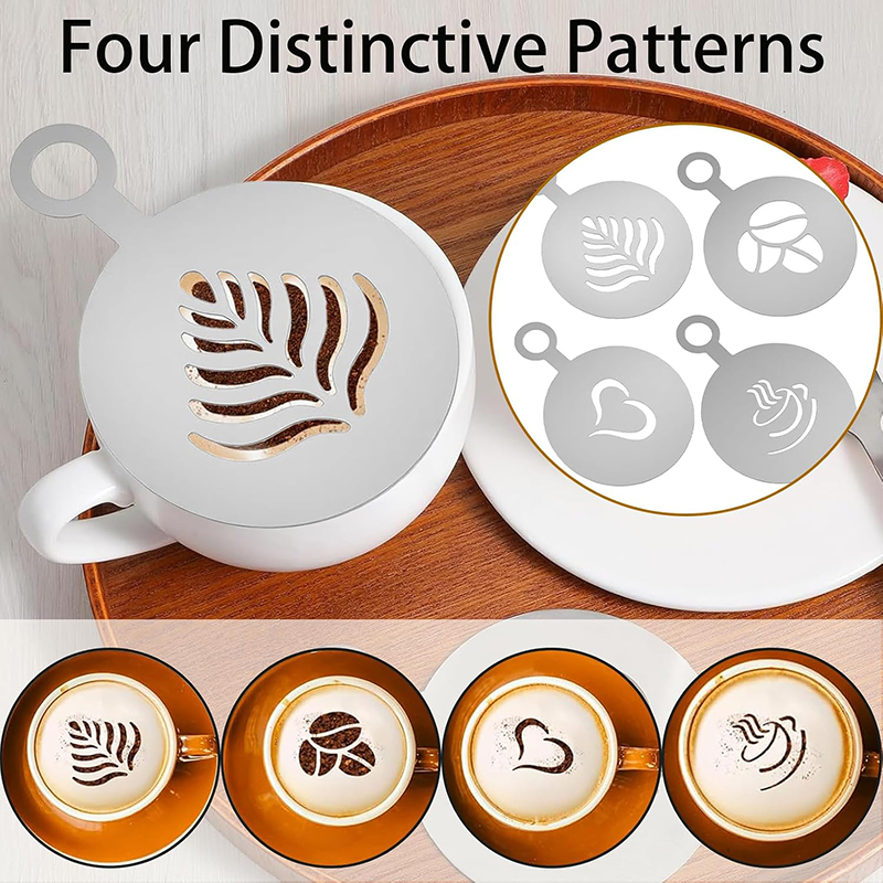 4 Pcs Stainless Steel Coffee S - Coffee Stencil Art ulasan dan harga