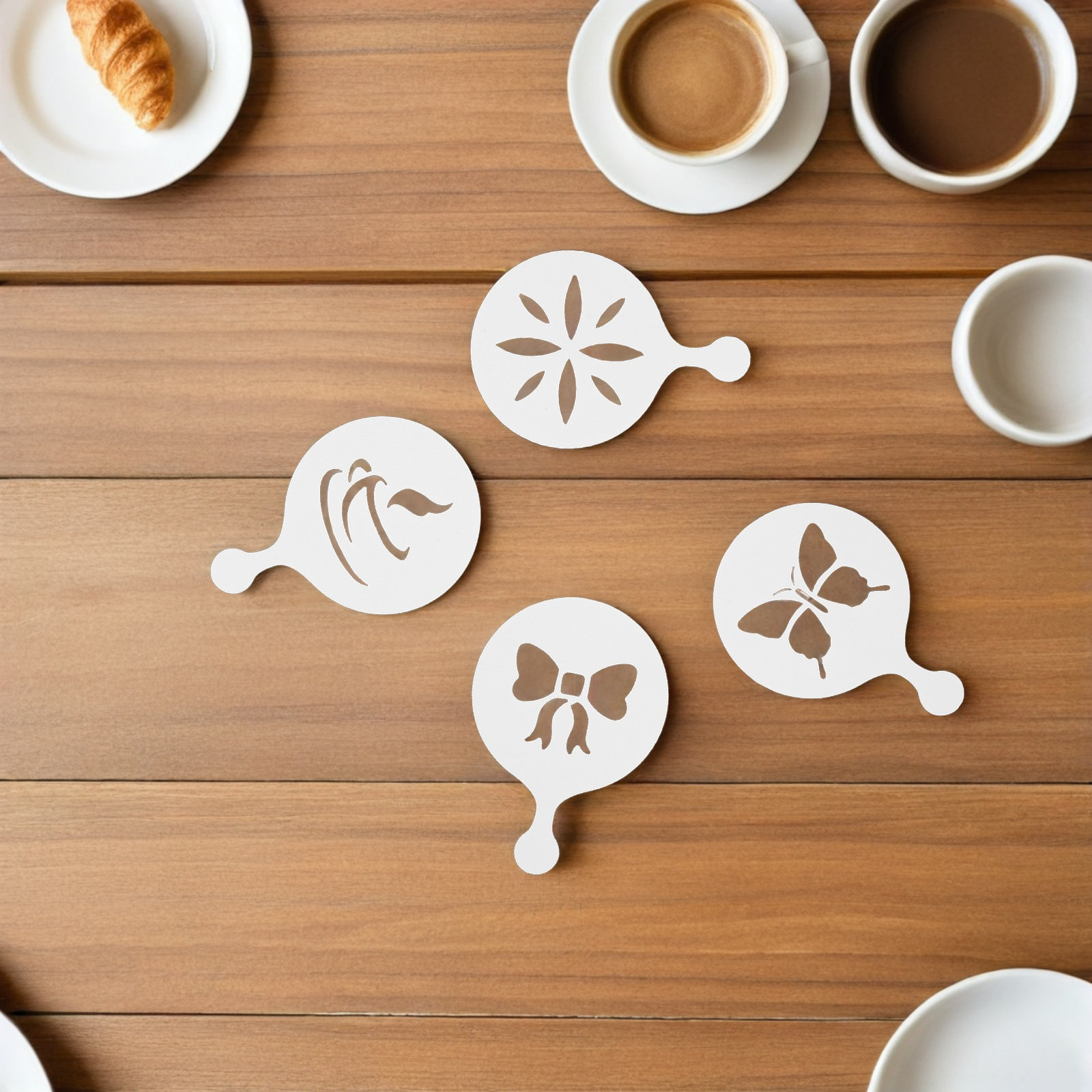 8Pcs Latte Art Coffee Stencils - Coffee Stencil Art ulasan dan harga