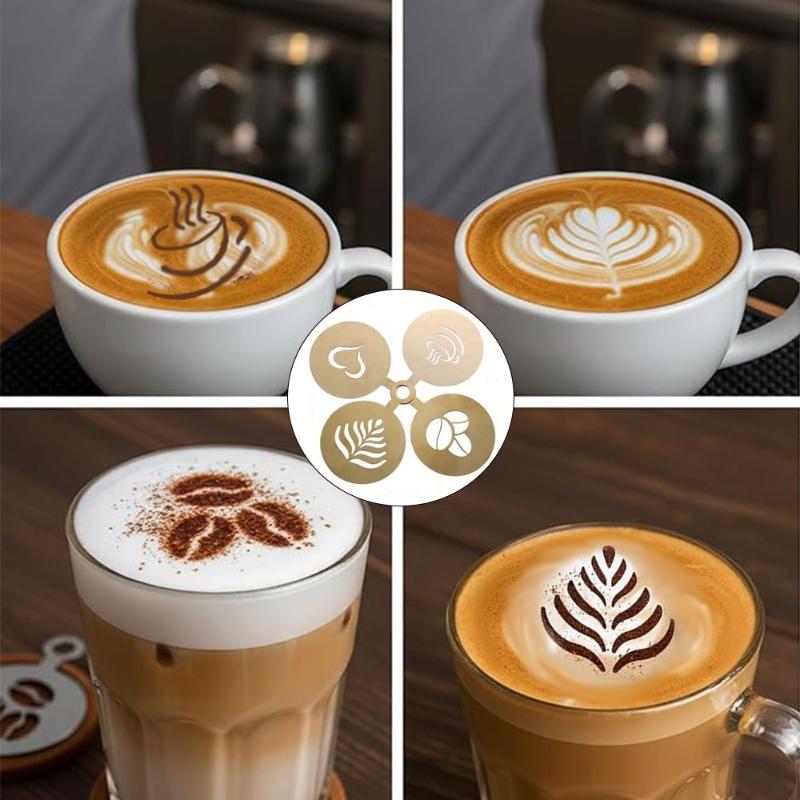 4Pcs/Set Stainless Steel Coffe - Coffee Stencil Art ulasan dan harga
