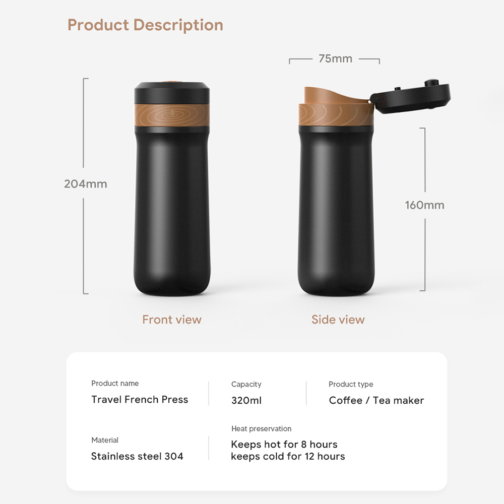ICafilas 320ml Portable French - Coffee Tea Press ulasan dan harga