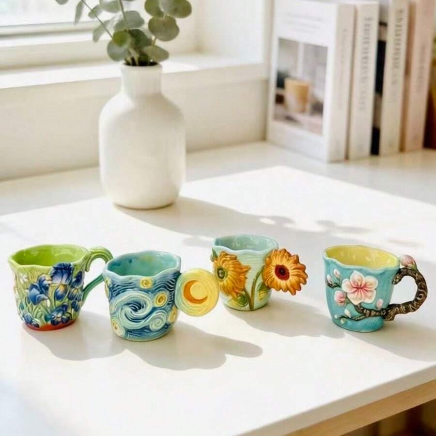 4pcs Van Gogh series embossed  - Coffee Tea Van ulasan dan harga