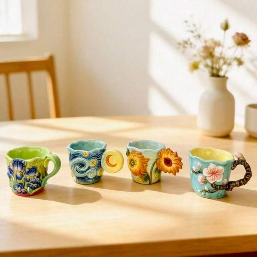 4pcs Van Gogh series embossed  - Coffee Tea Van ulasan dan harga
