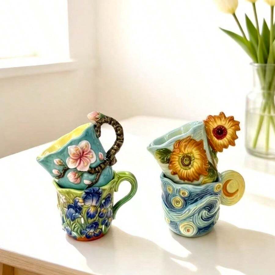 4pcs Van Gogh series embossed  - Coffee Tea Van ulasan dan harga