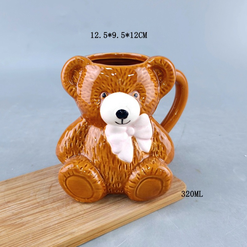 Pink Bowknot Brown Bear Cerami - Best Tea Coffee ulasan dan harga