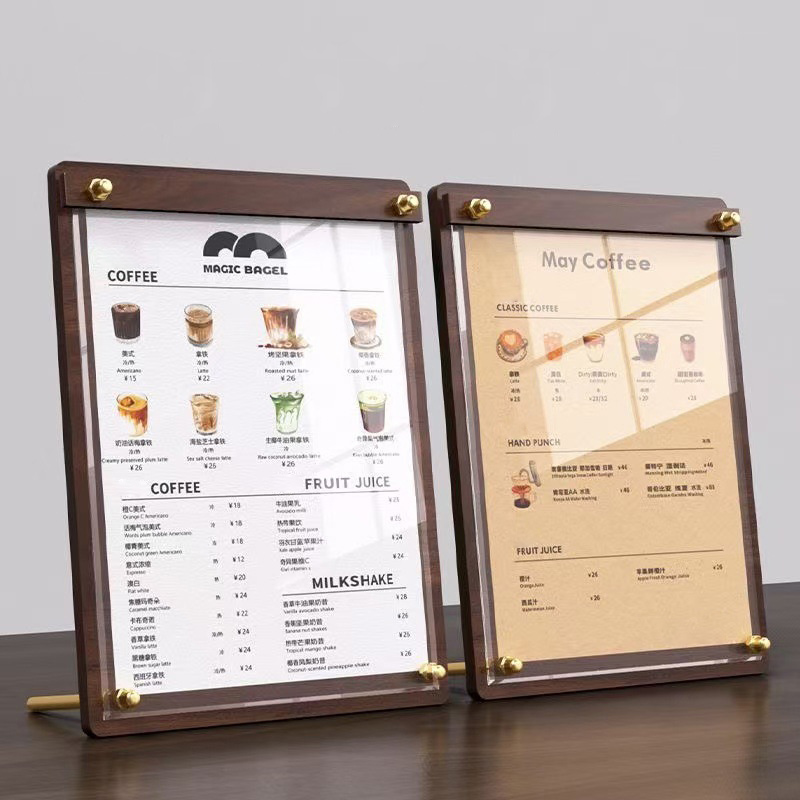 Custom A4/A5 Acrylic Wood Grai - Coffee Tea Display ulasan dan harga