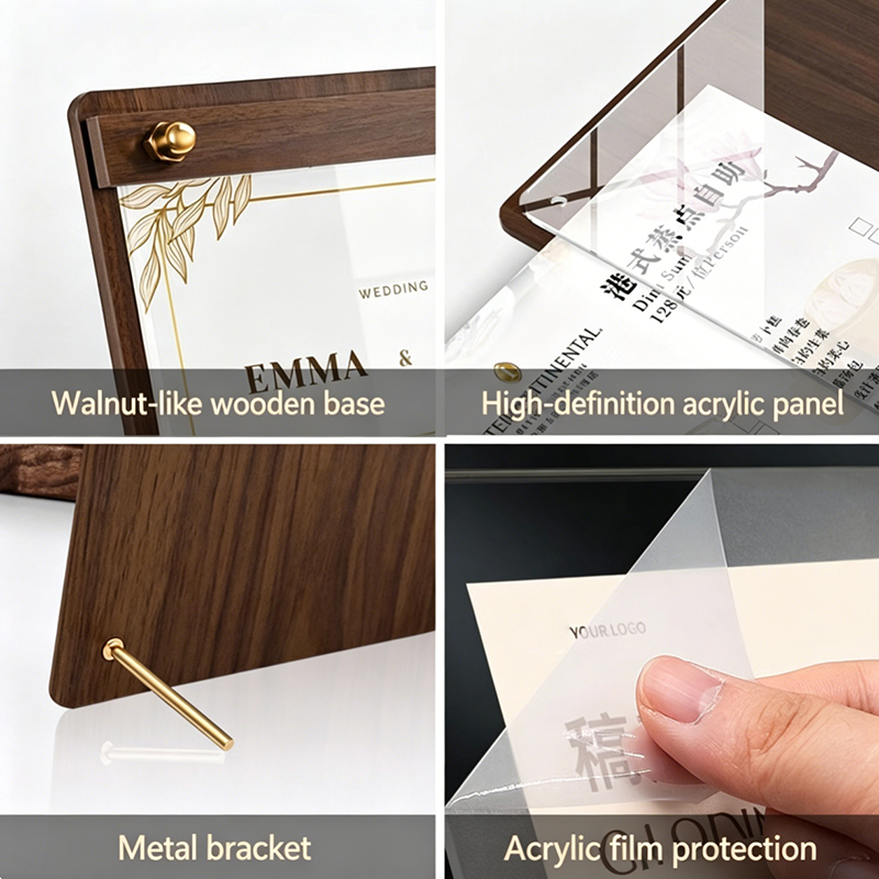 Custom A4/A5 Acrylic Wood Grai - Coffee Tea Display ulasan dan harga