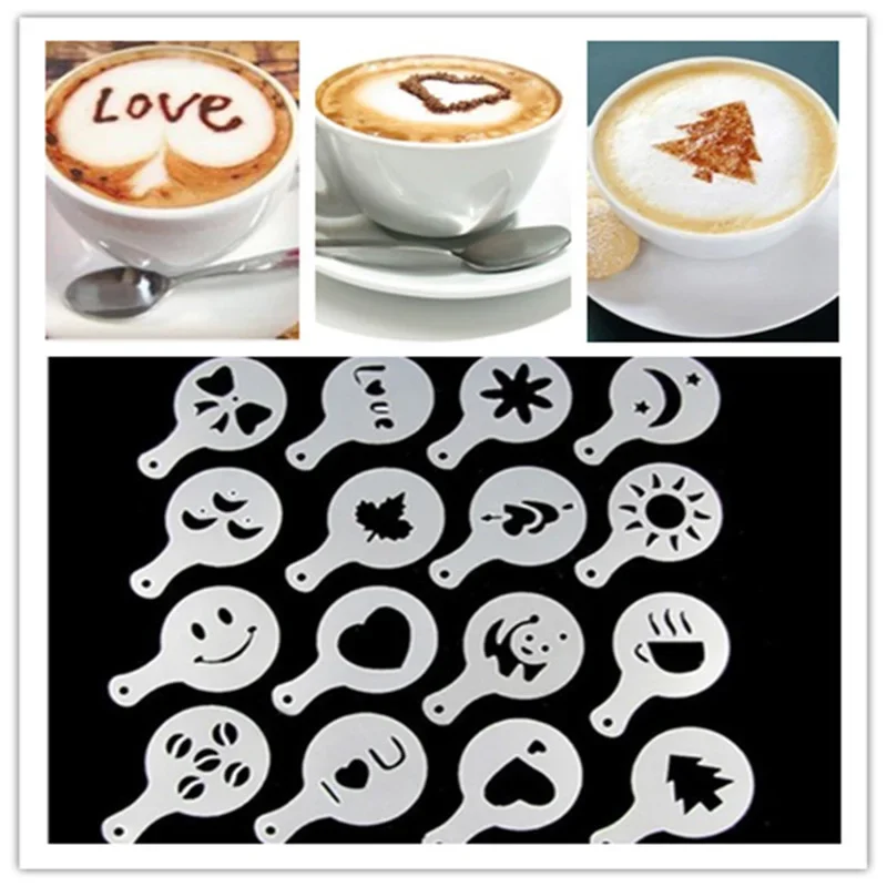 16Pcs/Set Coffee Mold Latte Ca - Coffee Stencil Art ulasan dan harga