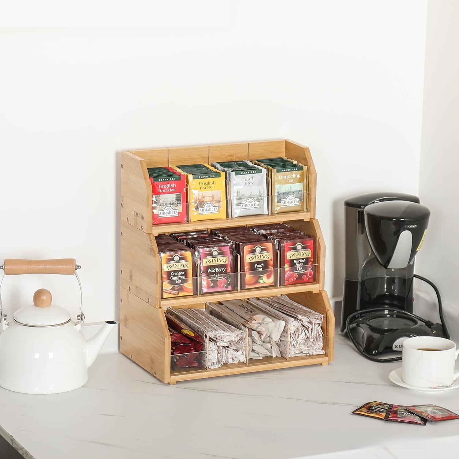 Bamboo Tea Bag Storage Box Thr - Coffee Tea Display ulasan dan harga