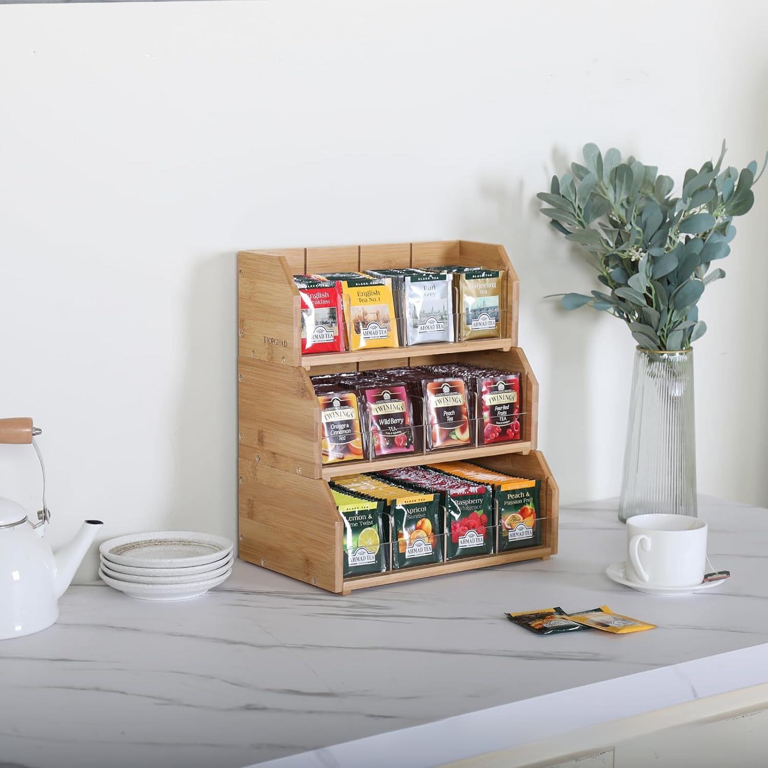 Bamboo Tea Bag Storage Box Thr - Coffee Tea Display ulasan dan harga