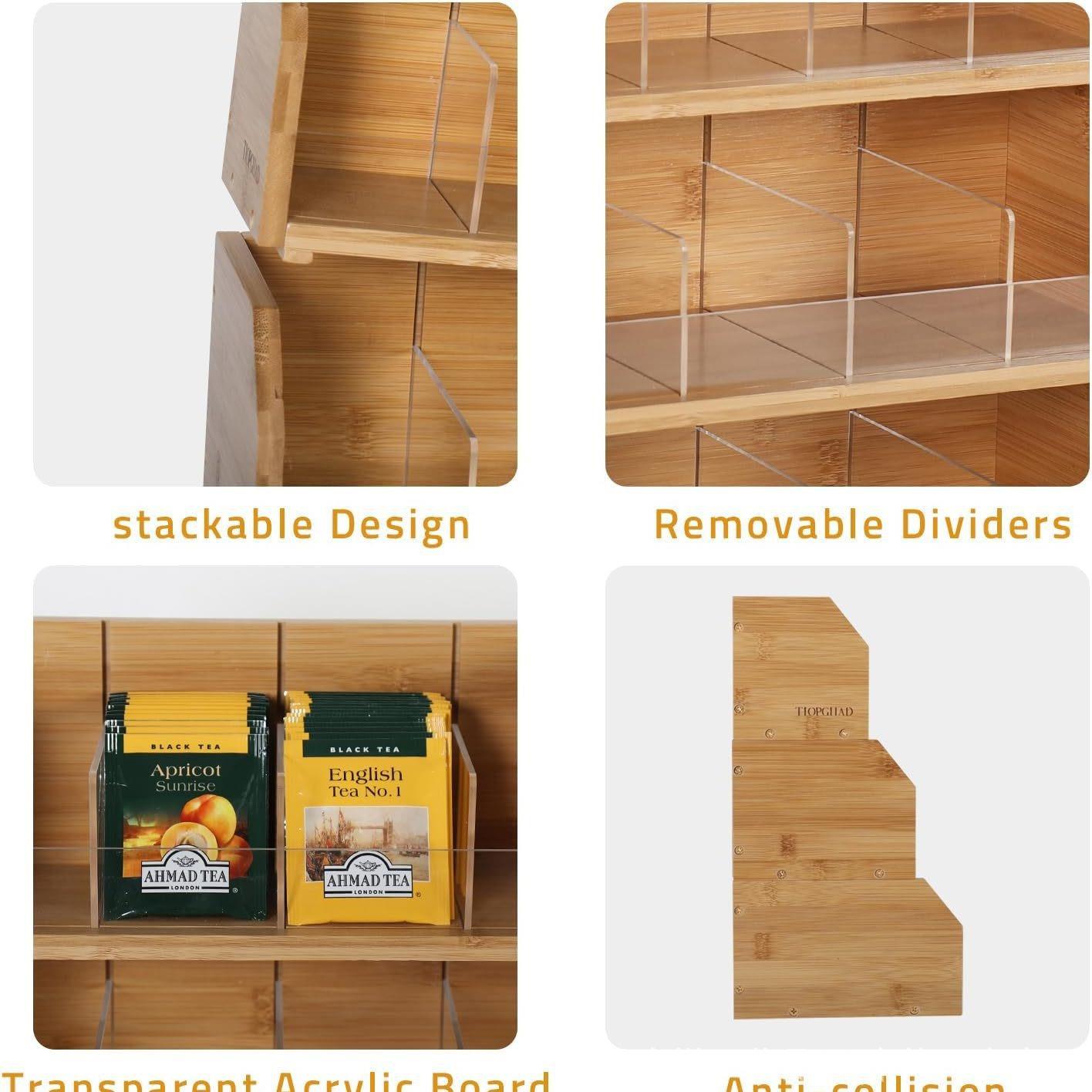 Bamboo Tea Bag Storage Box Thr - Coffee Tea Display ulasan dan harga