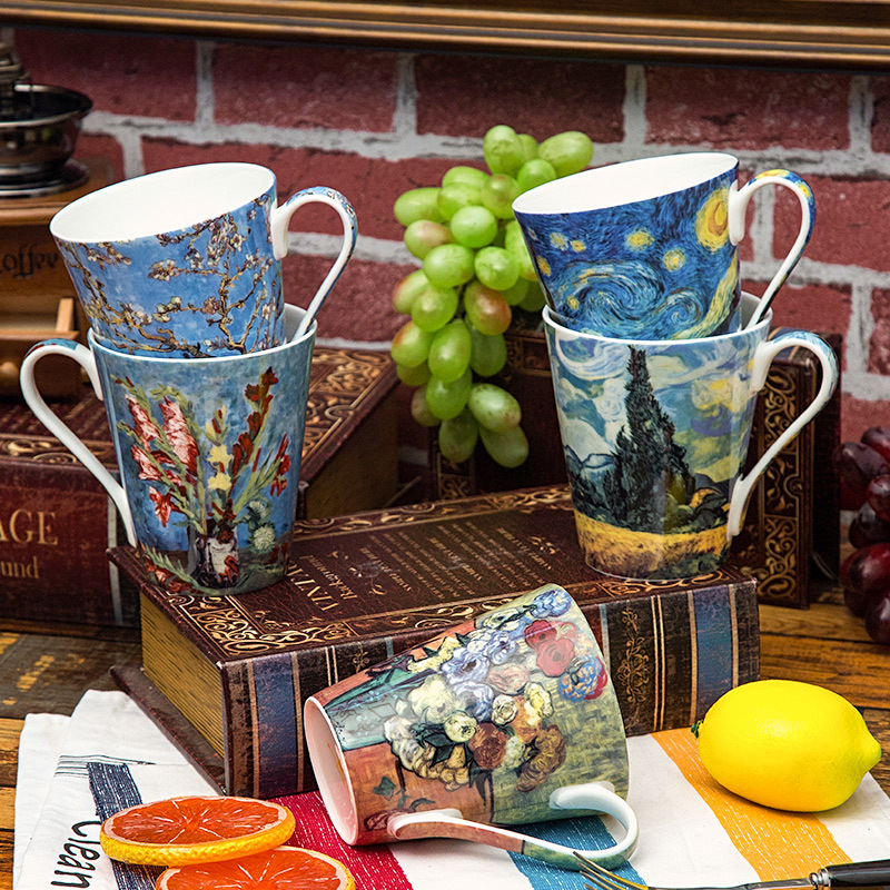 5 Pcs Set Bone China Van Gogh  - Coffee Tea Van ulasan dan harga