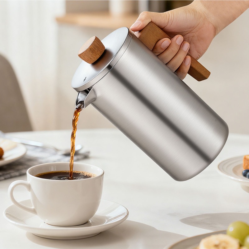 JUSTINLAU 1000ml Stainless Ste - Coffee Tea Press ulasan dan harga
