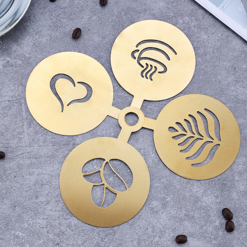 4pcs Stainless Steel Latte Cof - Coffee Stencil Art ulasan dan harga