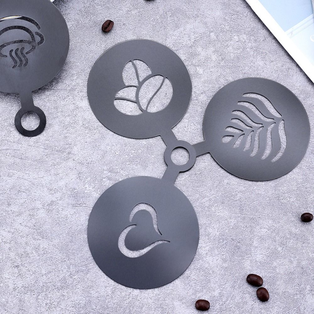 4pcs Stainless Steel Latte Cof - Coffee Stencil Art ulasan dan harga