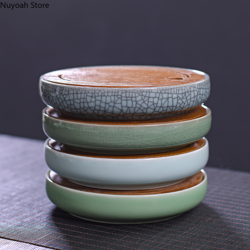 Ceramic Round Tea Tray Househo - Bamboo Tea Tray ulasan dan harga