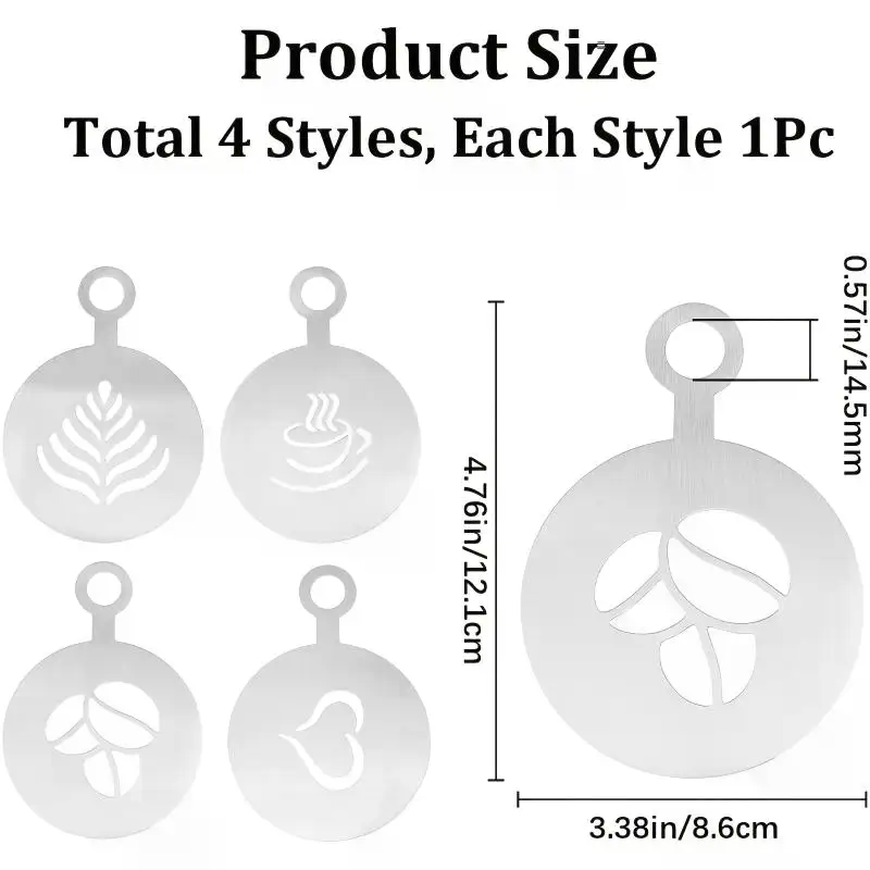 4Pcs/Set Stainless Steel Coffe - Coffee Stencil Art ulasan dan harga