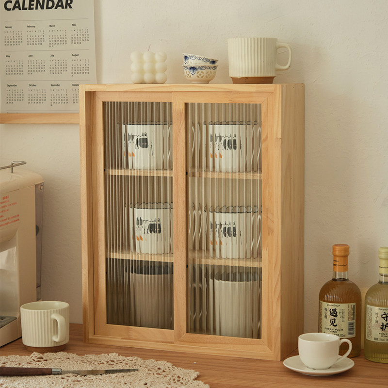 Solid Wood Desktop Storage Box - Coffee Tea Display ulasan dan harga
