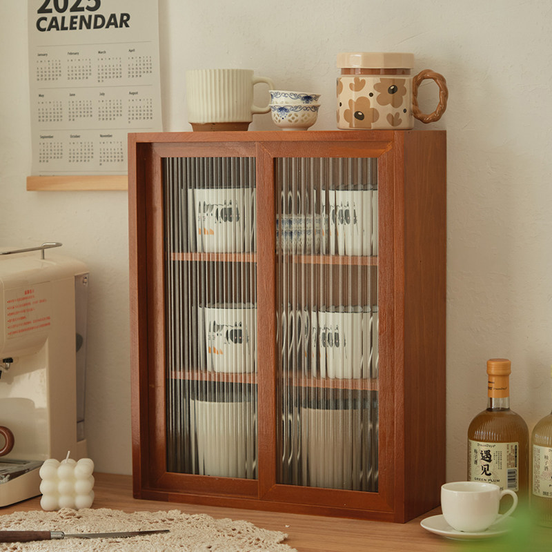 Solid Wood Desktop Storage Box - Coffee Tea Display ulasan dan harga