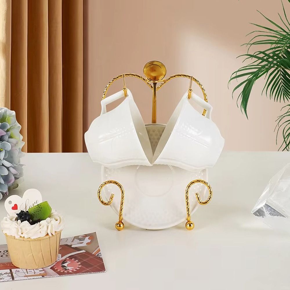 Durable Metal Cup and Saucer D - Coffee Tea Display ulasan dan harga
