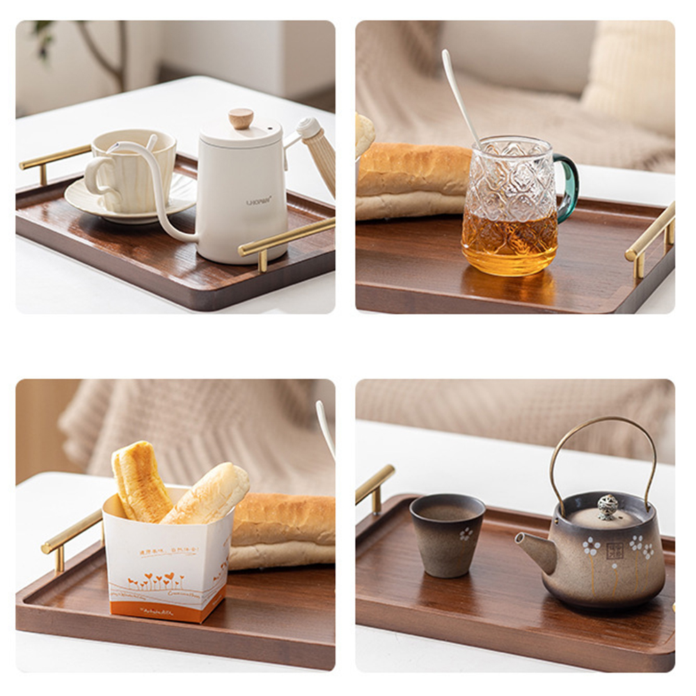 Wooden Serving Tray with Handl - Bamboo Tea Tray ulasan dan harga