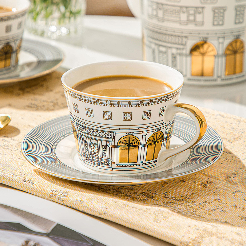 Architectural Cup and Saucer C - Tea Coffee Pot Set ulasan dan harga