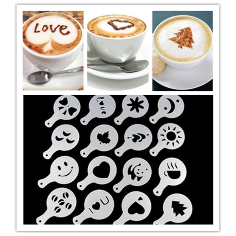 16Pcs Coffee Art Stencils Bari - Coffee Stencil Art ulasan dan harga